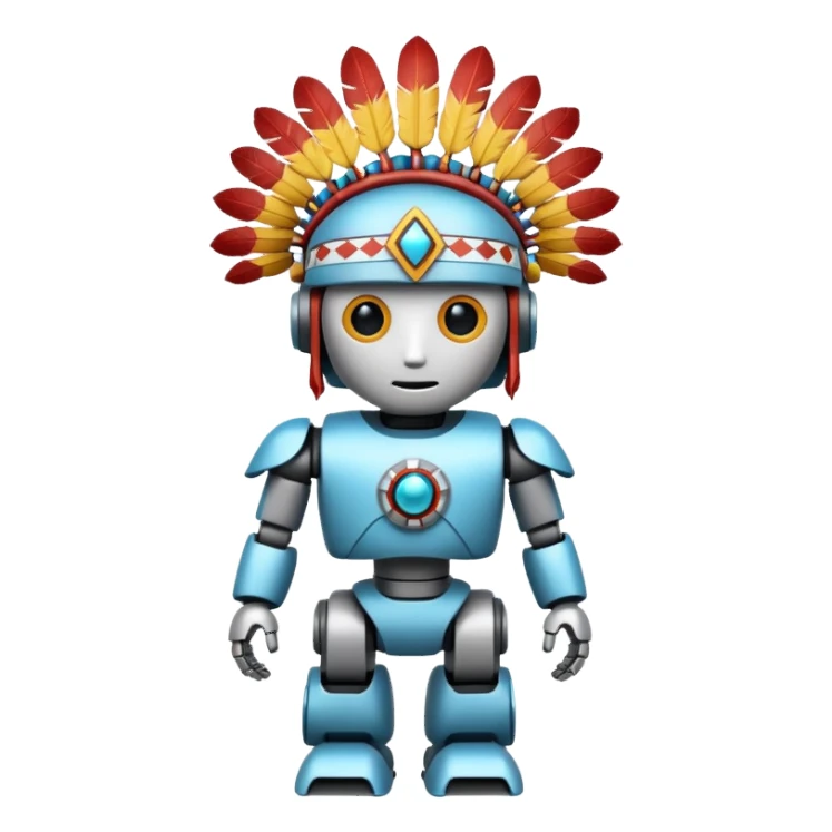 Full Robotic figure wearing native American regalia sticker