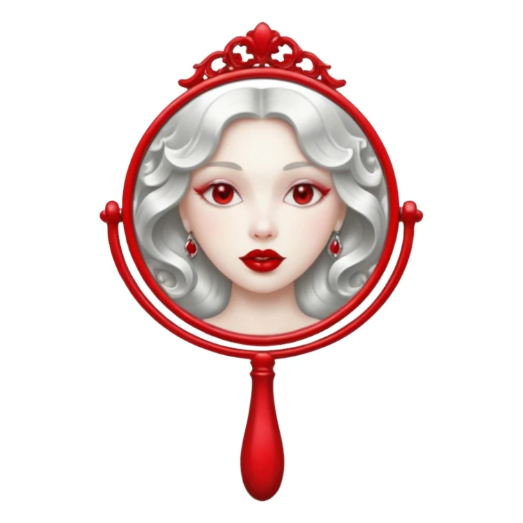 hand mirror, polished silver chrome, erotic vanity aesthetic sticker