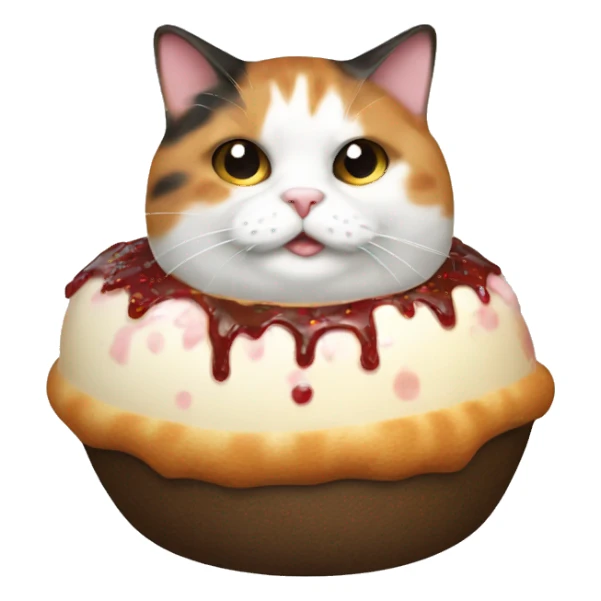Realistic Fat calico cat with sundae sticker