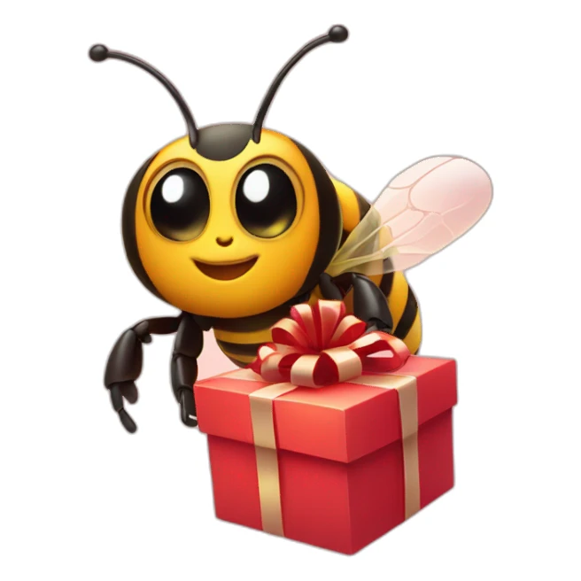 Bee with a gift box on his hands  sticker