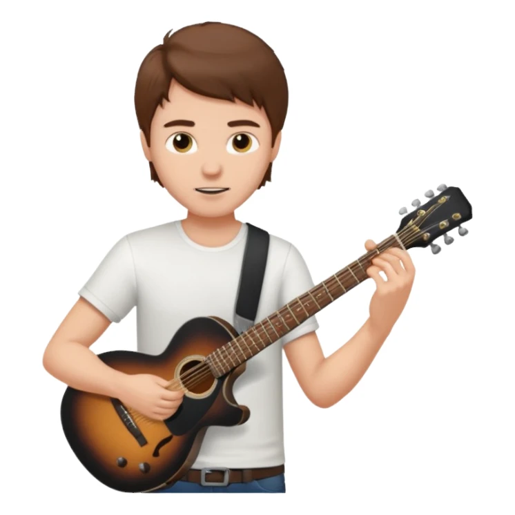 white Guy with brown hair playing a black coloured guitar sticker