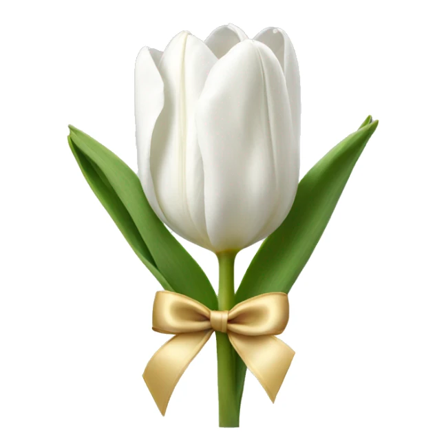 white tulips with bow sticker