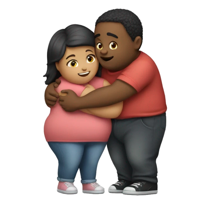 Fat boy hug slim girl sticker