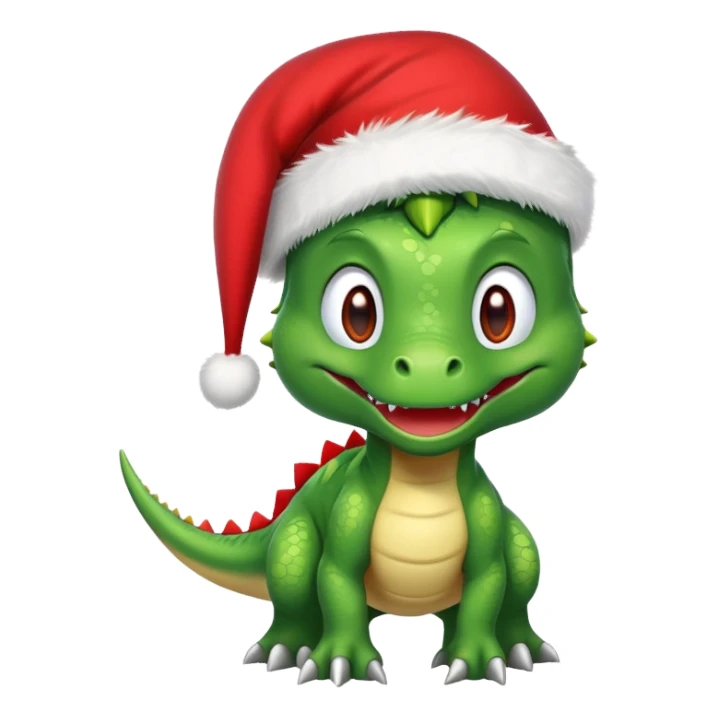 Dinosaur wearing a Santa hat with elf ears sticker