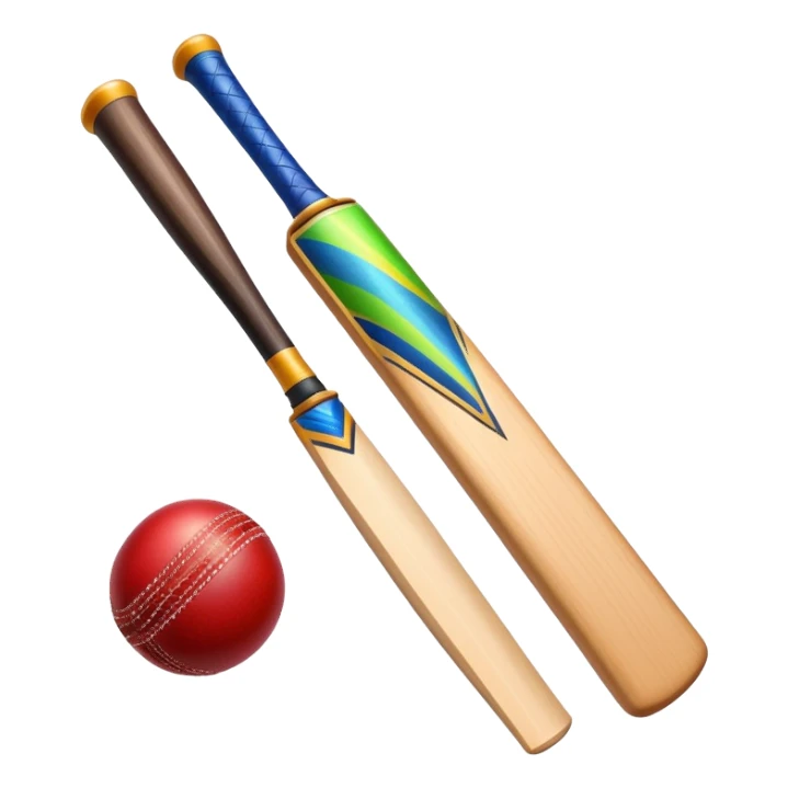 cricket bat and ball with sparkles sticker
