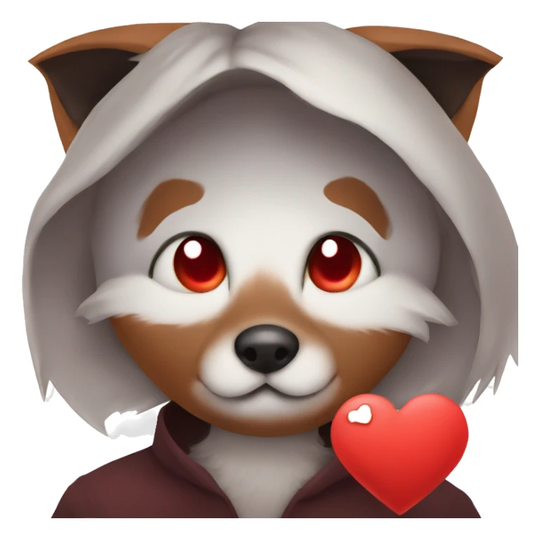 dark red fox face with tiny red heart instead of eyes sticker