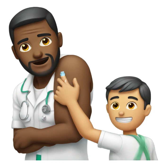 Man injecting vaccine sticker