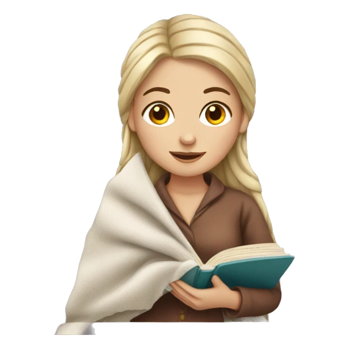 White girl with blanket and book sticker