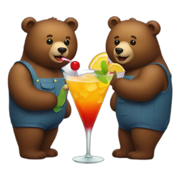two bears drinking a cocktail sticker