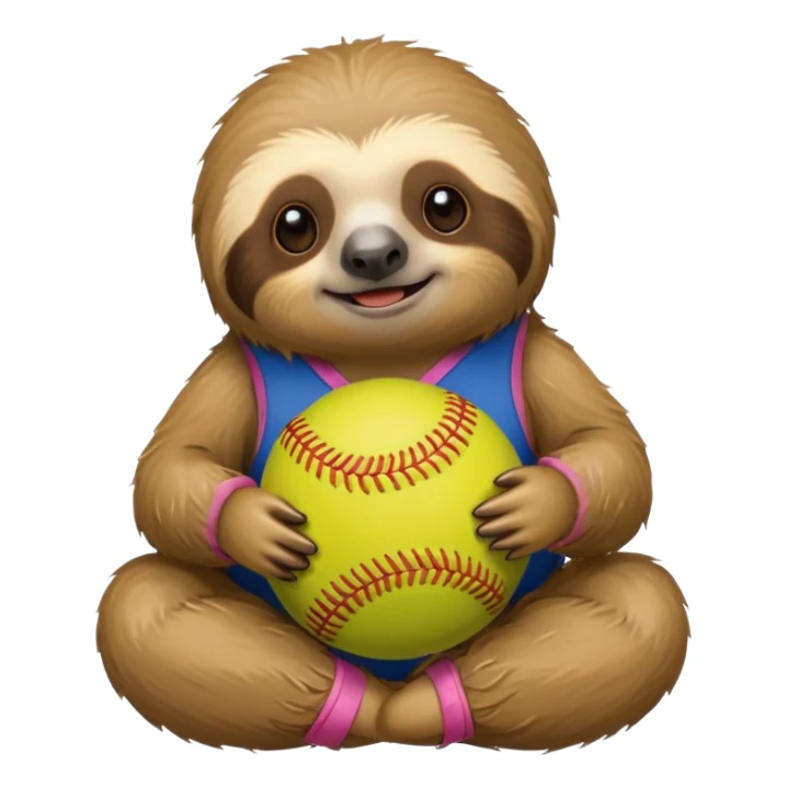 a sloth sitting with a softball sticker
