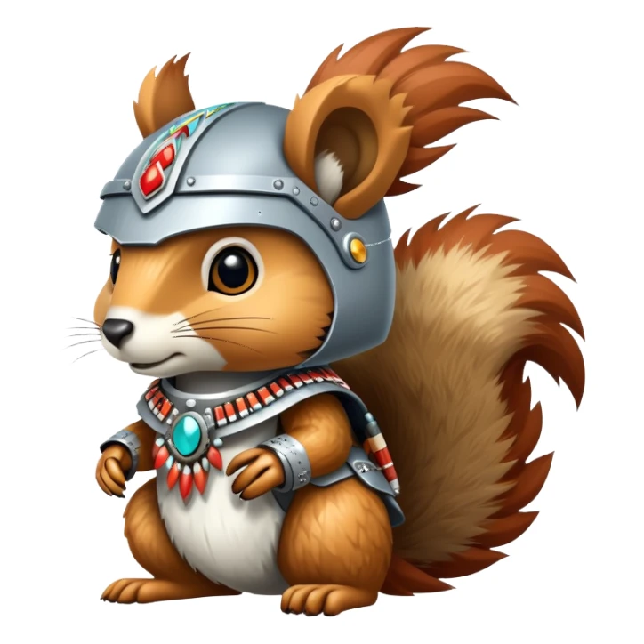 Full Robotic squirrel wearing native American regalia sticker