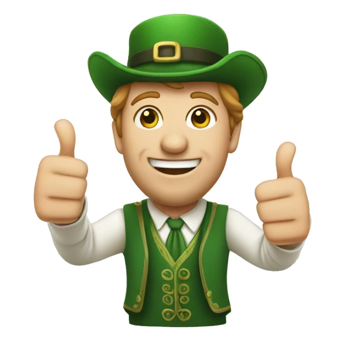 Irishman shows thumbs up sticker
