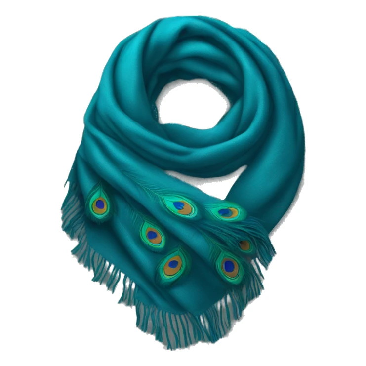 Realistic peacock blue winter scarf isolated. sticker