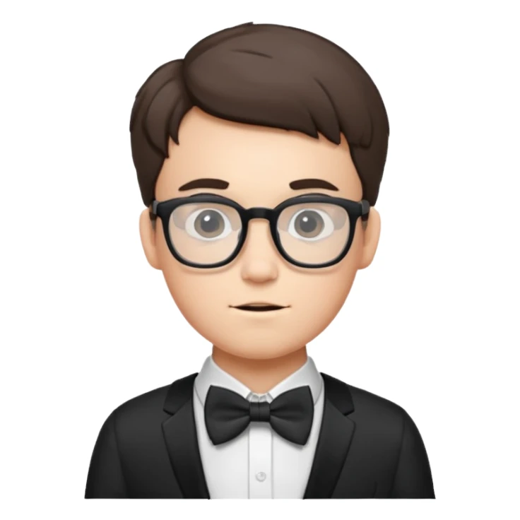 Nerdy specs boy  emoji with bow sticker
