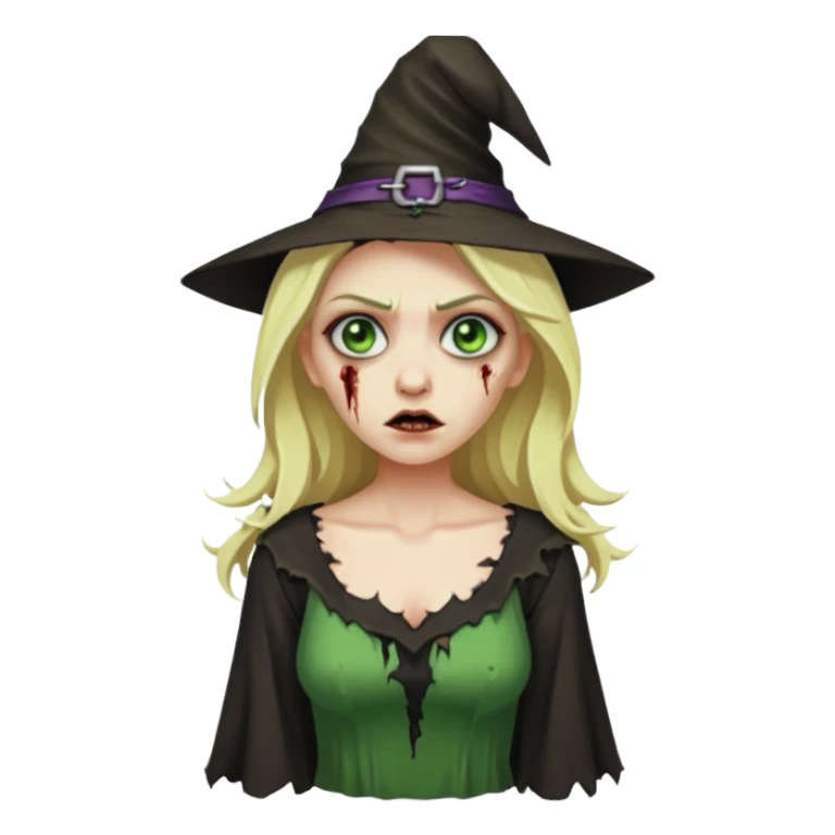 blonde zombie witch sticker