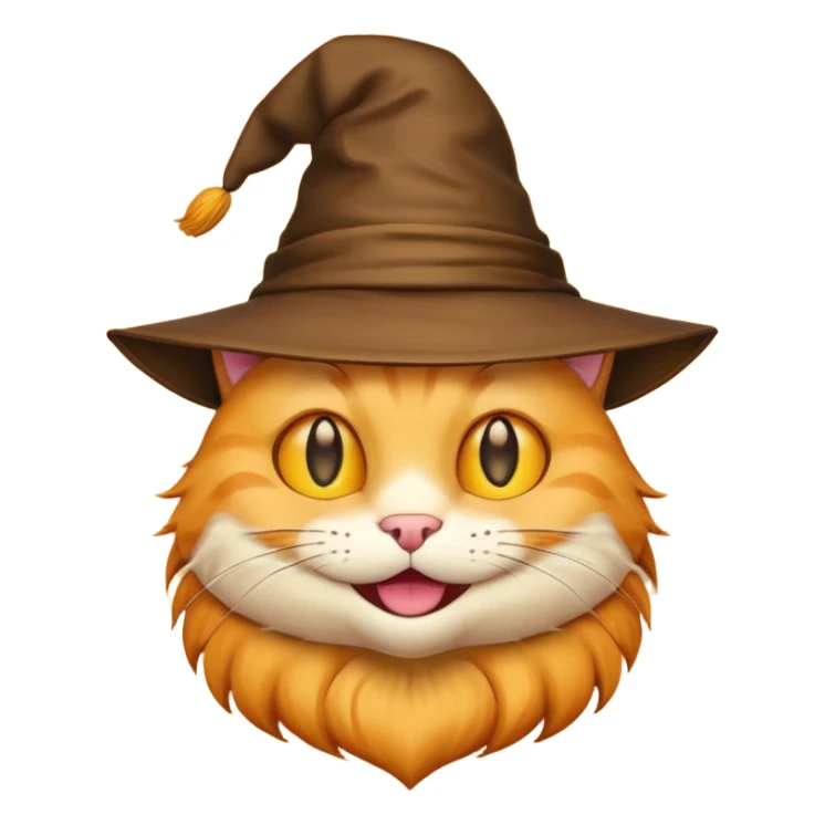 Simple yellow cat emoji wearing a sorting hat sticker