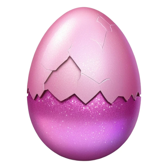 Pink glittery egg cracked open sticker