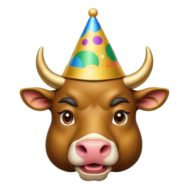 New Year's dressed bull emoji sticker