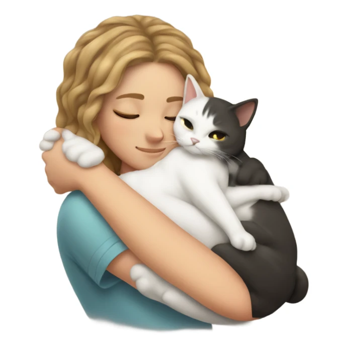 White Girl cuddling with cat  sticker