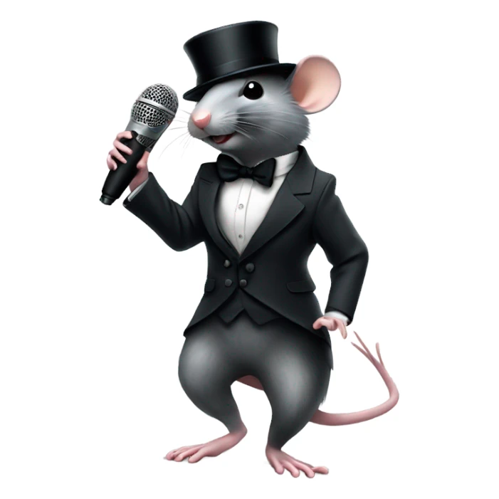 rat in suit with top hat and microphone doing a moonwalk  sticker