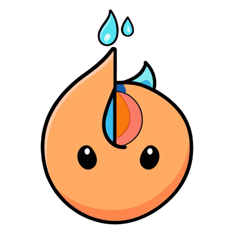 peach with fire and water  sticker