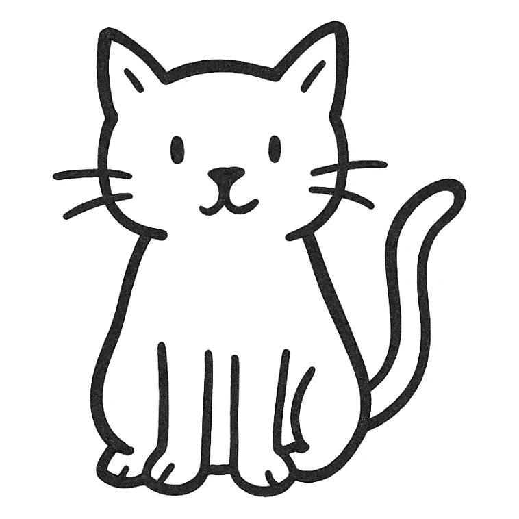 cat black outline icon sticker