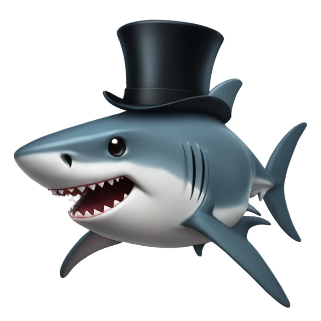 Shark with a top hat sticker