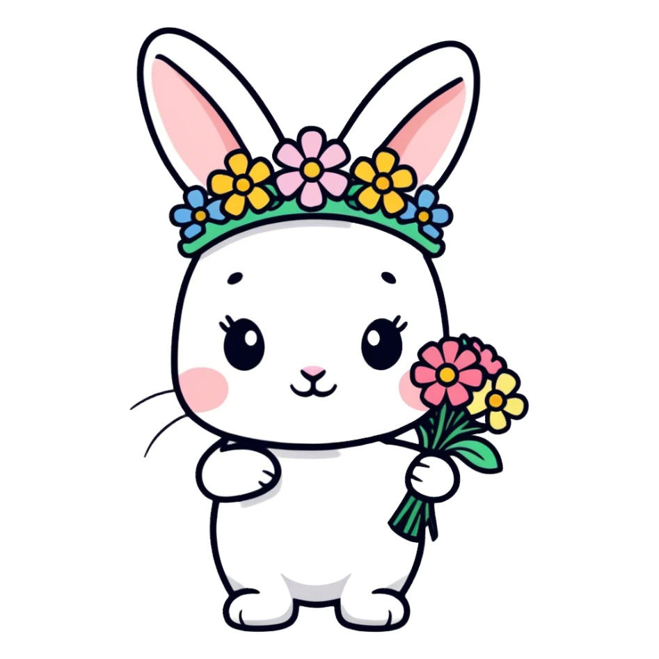 Bunny with flowers  sticker