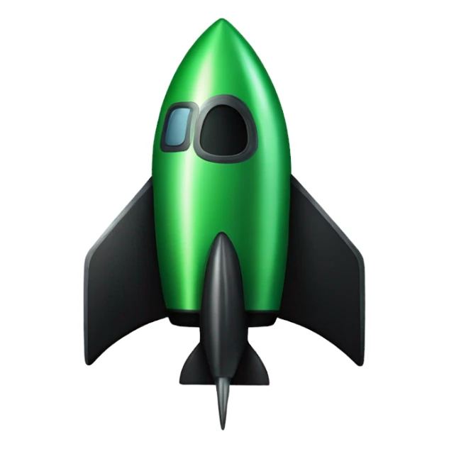 green and black rocket ship sticker