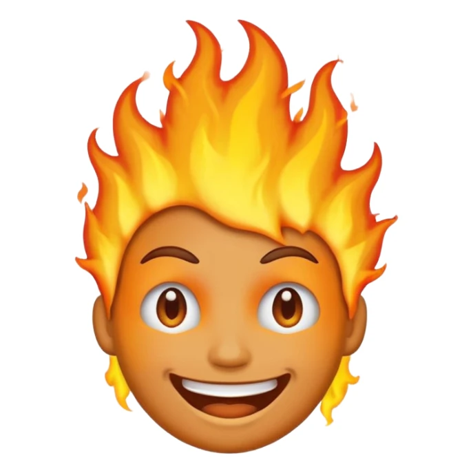 Make it look like a normal emoji just with burning head🙂🔥 more fake sticker