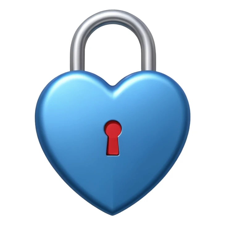 A heart shaped lock, blue color sticker