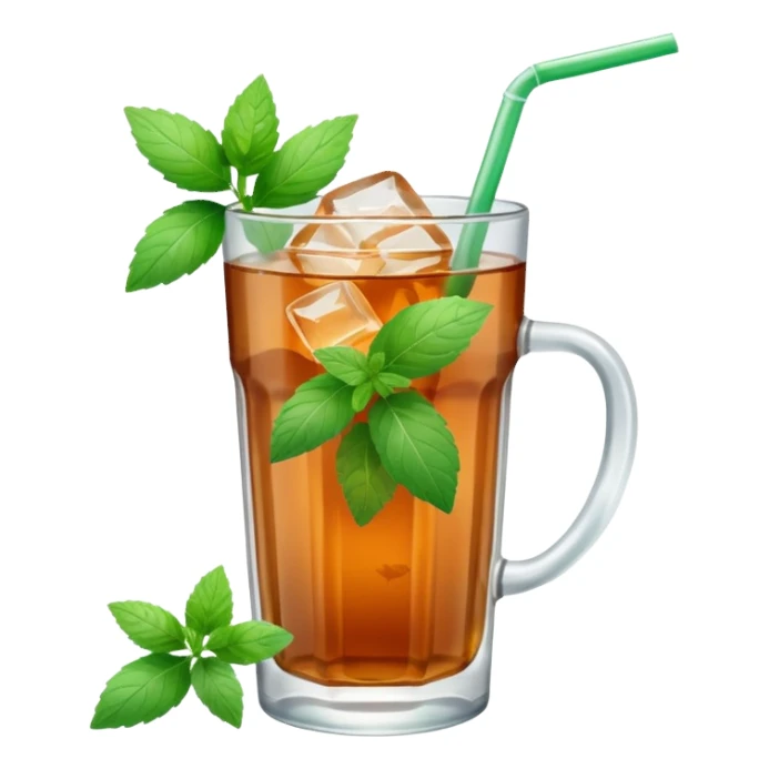 ice mint tea without lemon in glass sticker