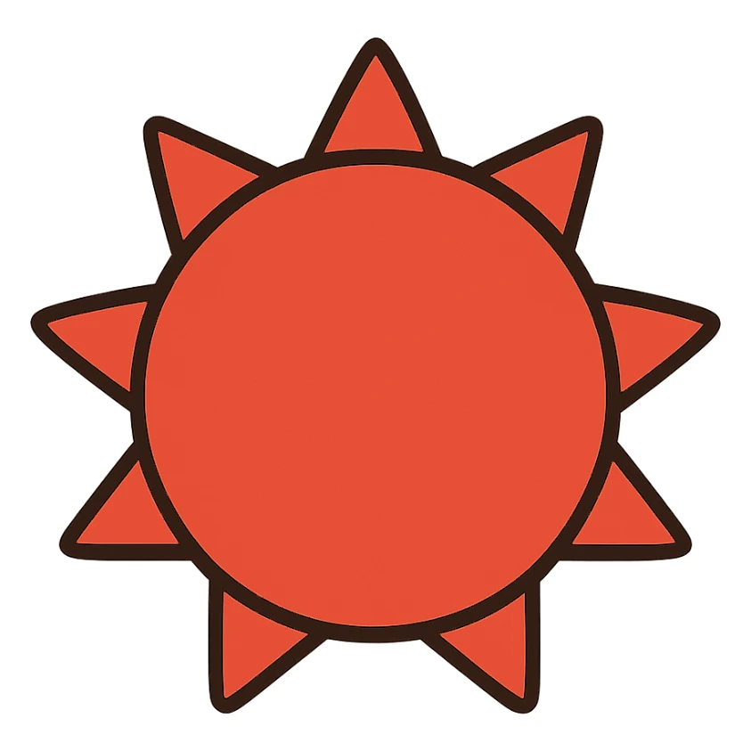 flat toon style red sun with no face sticker
