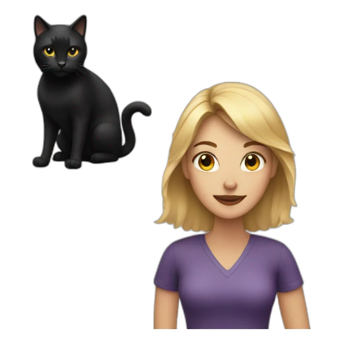 woman with a black cat sticker