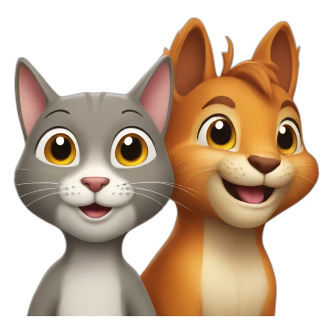 a cheerful cat and a happy squirrel sticker