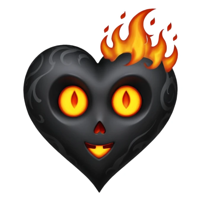 gothic heart with a dark flame sticker