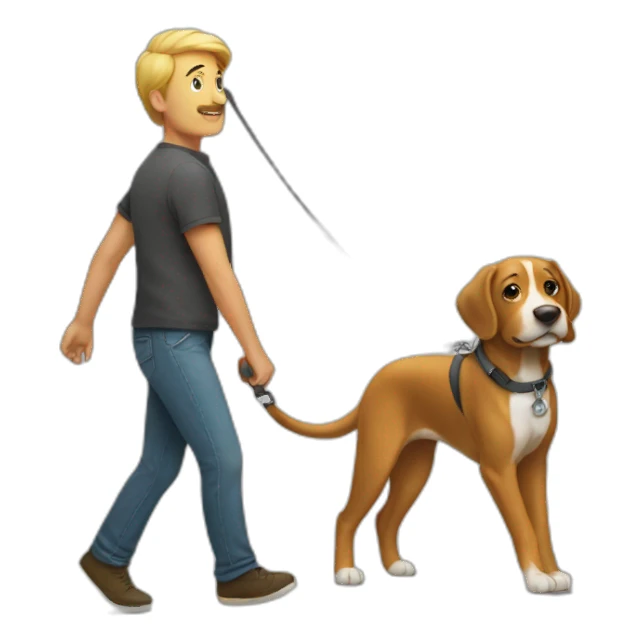 man on a leash sticker