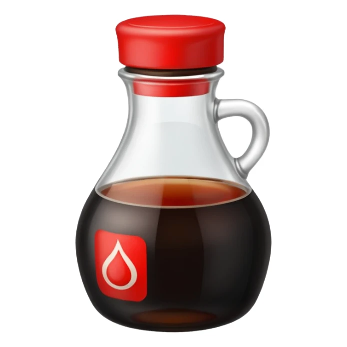 dark soy sauce bottle with red cap. sticker