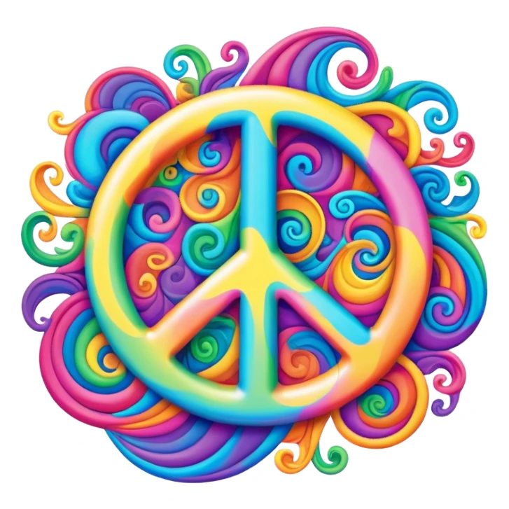 Brightly colored Psychedelic word, “Peace” sticker