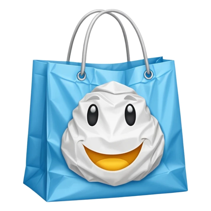 a plastic polythene shopping bag in a simple vector style sticker