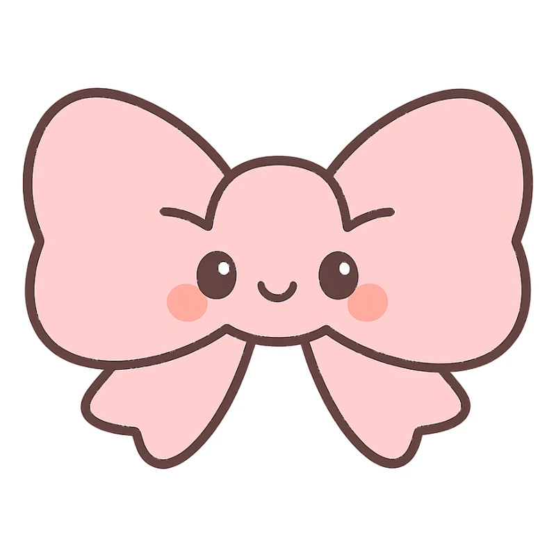 fluffy bow with cute face, blushing cheeks, kawaii style sticker
