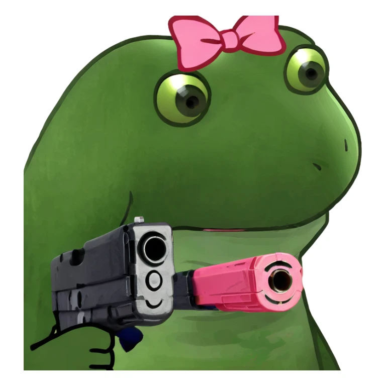 Pink gun with bow  sticker