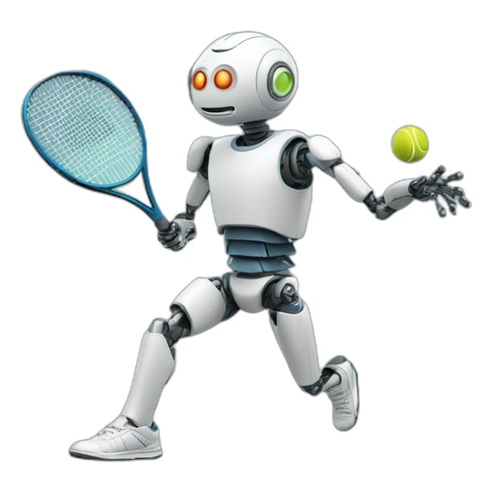Weird robot playing tennis sticker