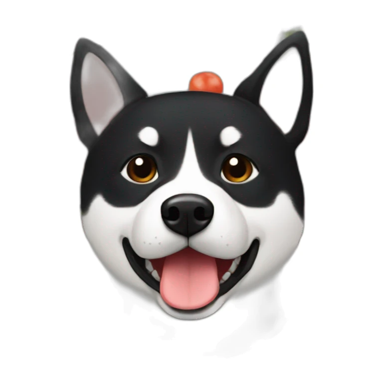 blackshiba with tomato on its head sticker