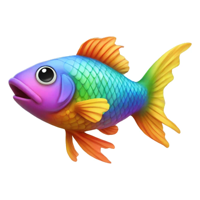 Flying rainbow coloured fish sticker
