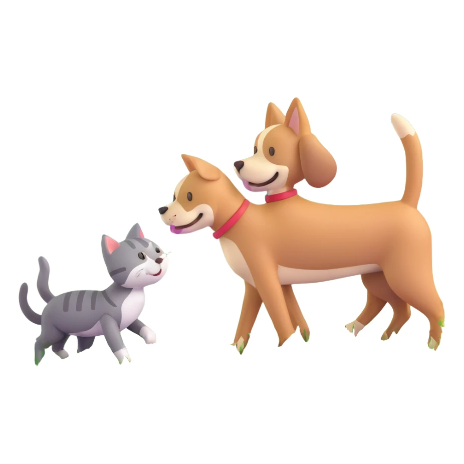 dog and cat playing in a grassy meadow sticker