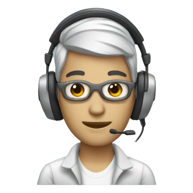 An AI with telemarketer headphones sticker