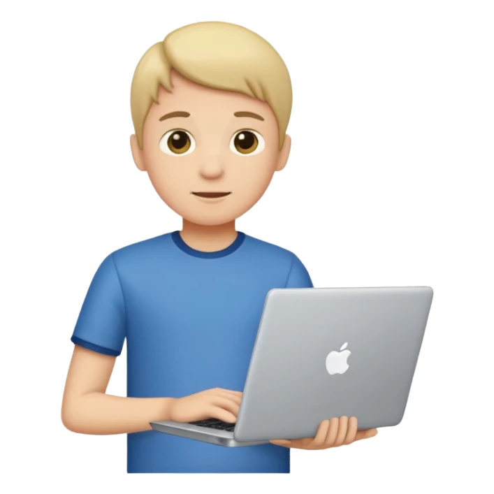 a boy holding a laptop sticker