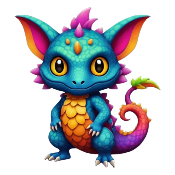 Randomly-colored dark colorful Fakémon-creature sticker