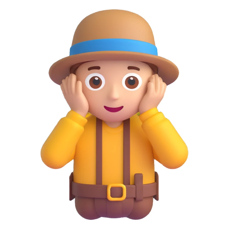 boy wearing a hat, 3D emoji style sticker
